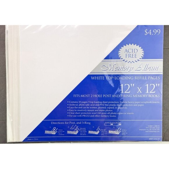 Memory Album Refill Pages 3 Packs Black Paper Studio 1 White Hobby Lobby 12 X 12 - Picture 4 of 7